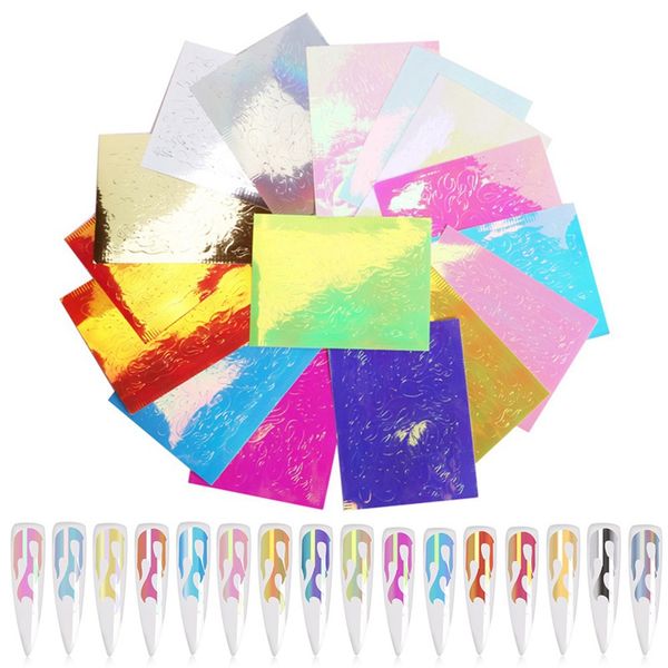

2 sheet holographic fire flame nail vinyls stencil hollow stickers fires on manicure stencil stickers nail art decoration, Black