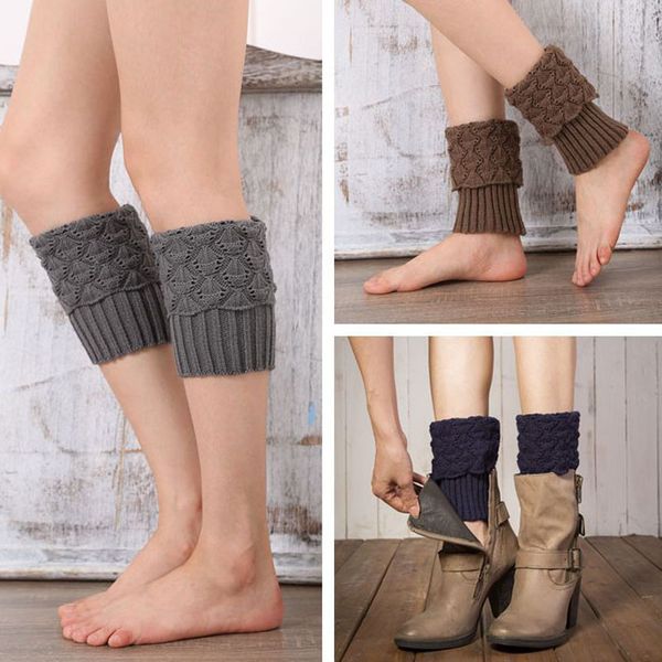 

la maxpa fashion 1 pair women crochet boot cuffs knit ers boot socks winter calcetines mujer 2019 k2157, Black;white