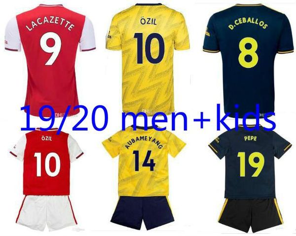 

men + kids sets uniform 2019 2020 football kits arsen nicolas ceballos henry soccer jersey 19 20 tierney camisetas de futbol football shirt, Black;yellow