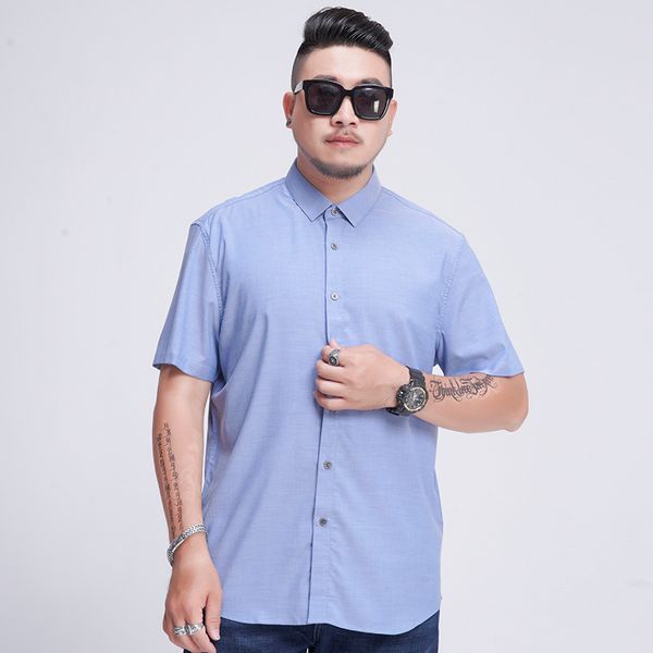 

6xl 7xl 8xl мужская оксфордская рубашка с коротким рукавом 2020 лето плюс размер сплошной цвет свободные деловые повседневные брендовые мужс, White;black