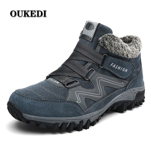 

new men boots winter with plush warm snow boots casual men winter work shoes footwear fashion ankle 39-46, Black