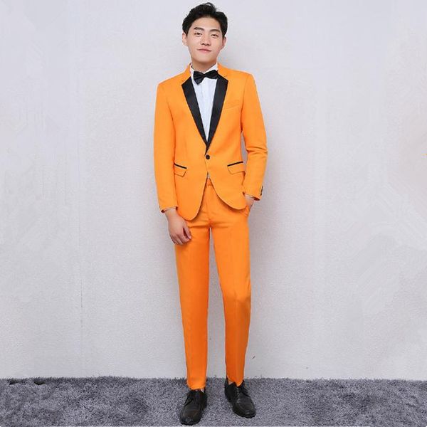 

wedding tuxedos men's suits orange slim business casual formal suit men's suit two-piece suit (jacket + pants) wedding groom groom, Black;gray