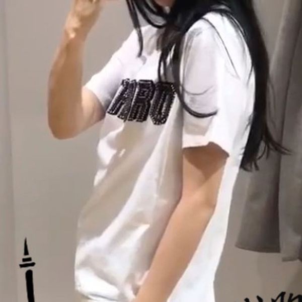 

women t-shirt 2019 autumn and winter new women's alphabet t-shirt cotton, White