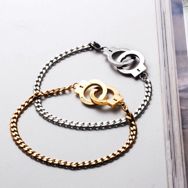 

2019 men's handcuffs bracelets stainless steel link chain bracelet men jewelry secret shades mens handcuff bracelet valentine, Black