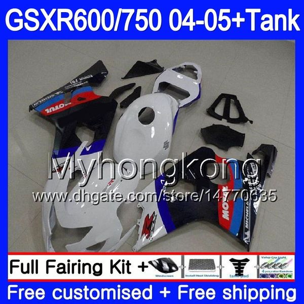 Karosserien + Tank für Suzuki GSXR 750 Verkleidung weiß GSXR 600 GSXR-750 GSX-R600 2004 2005 295HM.45 GSX R750 K4 GSXR600 04 05 GSXR750 04 05 Verkleidung