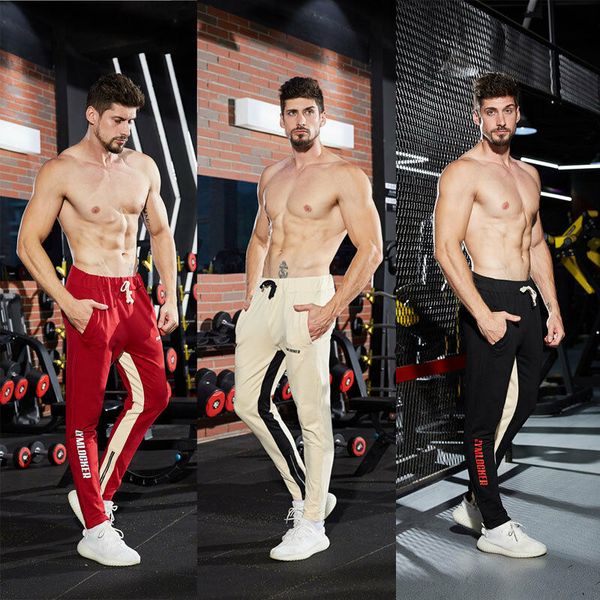 

2020 мужские брюки мужские брюки-карго фитнес мужчины тонкий fit tracksuit sport gym тощий беговая бегуны пот брюки, Black
