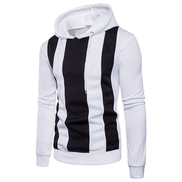 

black&white striped hoodies men 2019 autumn hooded sweatshirt men's fashion winter warm pullover patchwork sports sweatshirts