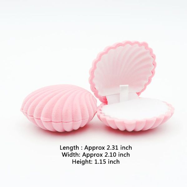 

1 piece shell shape lovely velvet wedding engagement ring box for earrings necklace bracelet jewelry display gift box holder, Black;white