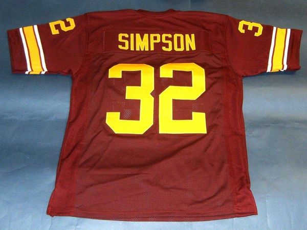 

retro #32 oj simpson custom usc trojans jersey heisman nc wine red mens stitching college size s-5xl football jerseys ncaa, Black;red