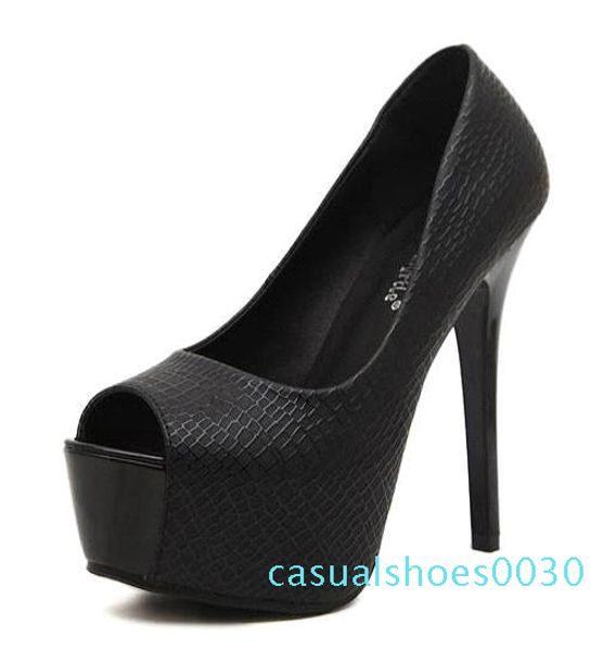 

new 2016 thin heel peep toe platform pumps red bottom high heel shoes office lady profession work 30c, Black