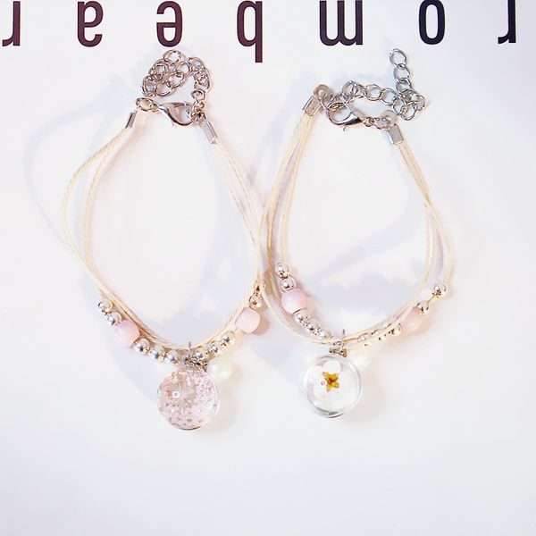 

link, chain bracelet girl simple cute mori colored glaze female japanese cherry blossom charm gifts for women, Black