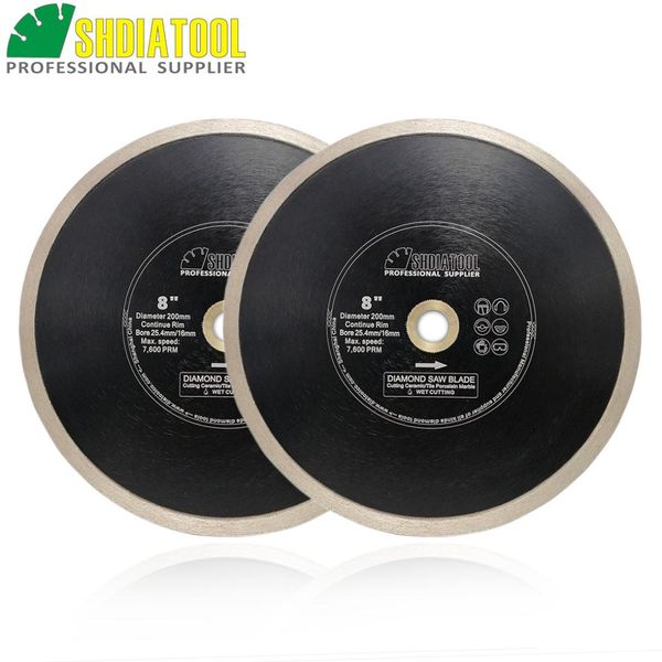 

shdiatool 2pcs dia 200mm/8" or 250mm/10" pressed continue rim diamond saw blades porcelain tile ceramic marble cutting disc