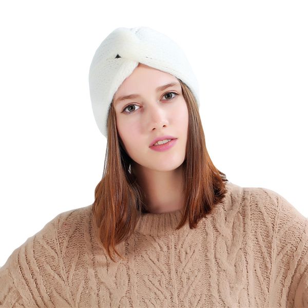 

knitted autumn winter hat women felt hat ladies turban head wrap caps for women twist headwrap girls croceht beanies, Blue;gray