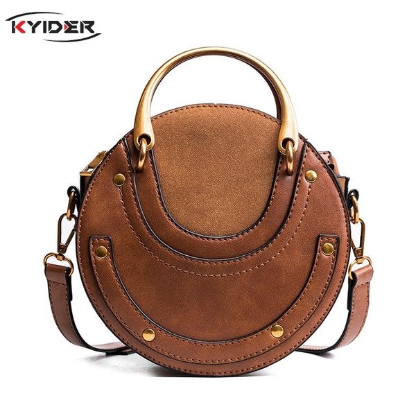 

kyider старинные скраб кожа круглый дизайнер сумка дамы небольшие сумки мини сумка искусственная кожа crossbody для женщин