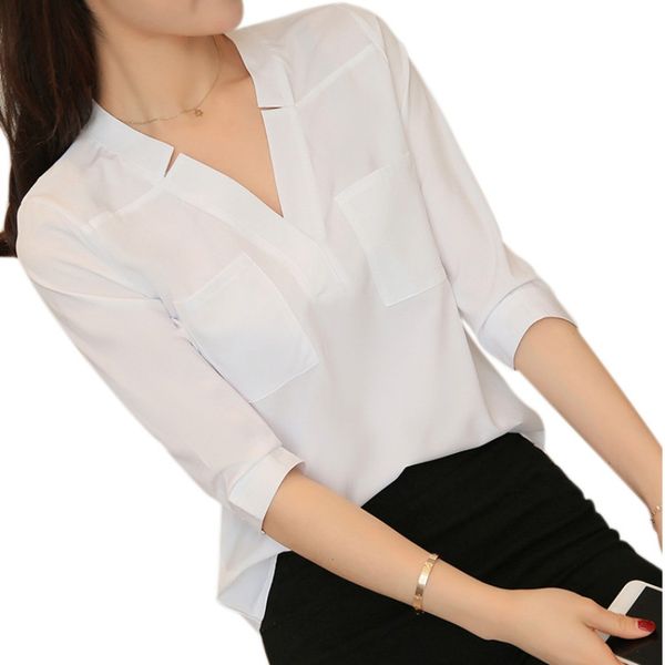 

fashion v-neck blouse long sleeve white shirt casual loose women shirts women