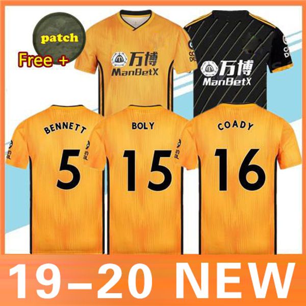 

19 20 wolverhampton wanderer away black occer jer ey 2019 2020 wolve home ai boly raul neve doherty men and kid kit football hirt