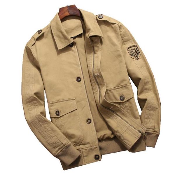 

черные мужские куртки 2020 новые горячие продажи мужские комбинезоны мужская одежда тонкая армейская куртка среднего возраста лацкан полный, Black;brown