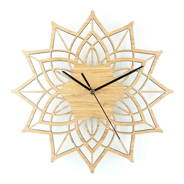 

wooden wall clock simple modern design decorative living room flowers clocks wood wall watch home decor silent 12 inch