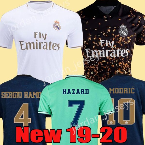 

19 20 real madrid soccer jerseys hazard home away soccer shirt asensio isco marcelo madrid 2019 2020 kids kit football uniforms jersey, Black;yellow