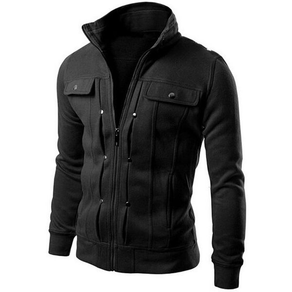 

zogaa autumn men's jackets coat rivet decoration zipper solid coats casual stand collar slim bomber jackets thin male overcoat, Black;brown