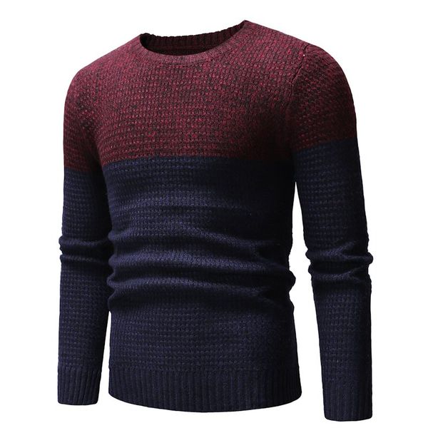 

mens sweater casual knitwear autumn winter new fashion round collars contrast color casual sweater, White;black