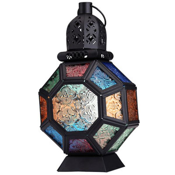 

бесплатная доставка европейский марокканский ручной подсвечник iron art ветер лампа цветное стекло подсвечник лампы лампы подсвечник украшен