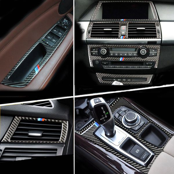 2019 Carbon Fiber For Bmw E70 E71 X5 X6 Interior Gearshift Air Conditioning Ac Cd Panel Reading Light Cover Trim Sticker Accessories Car Styling From