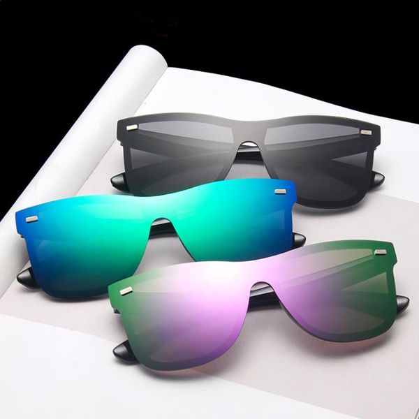 

fashion men sunglasses siamese lens sun glasses goggles anti-uv spectacles dazzle color reflection eyeglasses sun glasses a, White;black