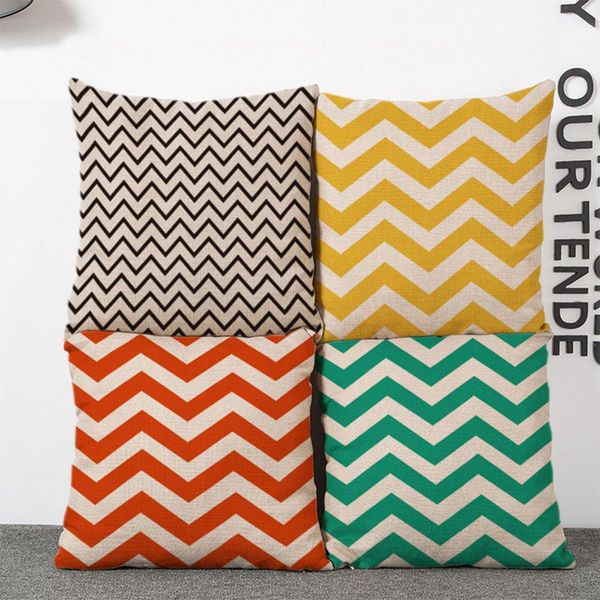 

stripes wave printing linen throw pillow case cover for car afternoon nap home sofa pillowcase cushion covers square 45*45cm