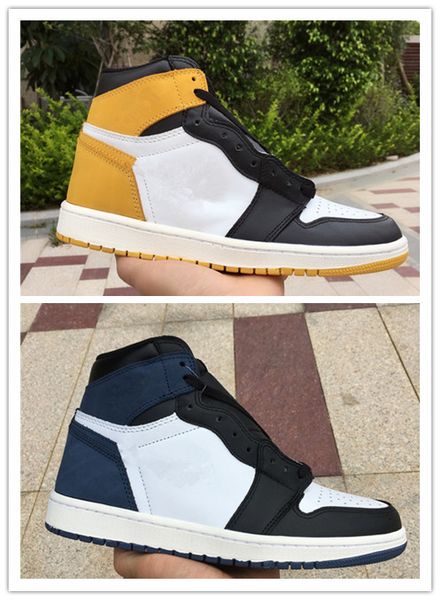 

new 1 og high yellow ochre blue moon men basketball shoes i white hi trainers sports sneakers outdoor trainers size 7-13