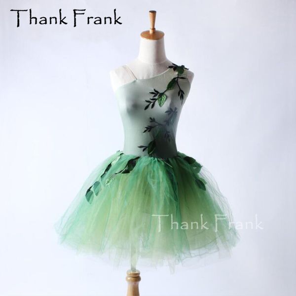

tree leaves ballet tutu dress children one-shoulder neckline performance dance costume c294, Black;red