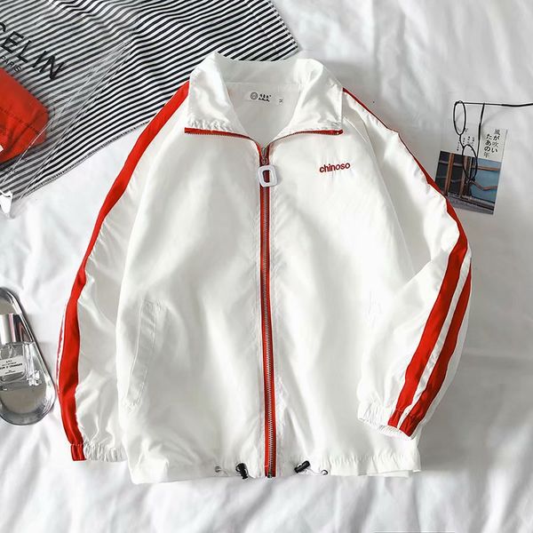 

south korean style leisure coat students loose couple jacket handsome men coat stripe baseball uniform trend 2020, Black;brown