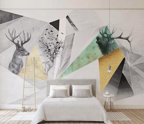 

обои 3d росписи на заказ гостиная спальня декор для дома hd лося абстрактные геометрические квадраты 3d обои тв фон стены