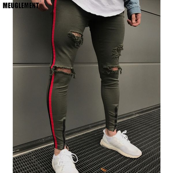 

2018 fashion jeans men casual trousers casual fitted bottoms zipper jean street wear hip hop straight jeans man black, Blue