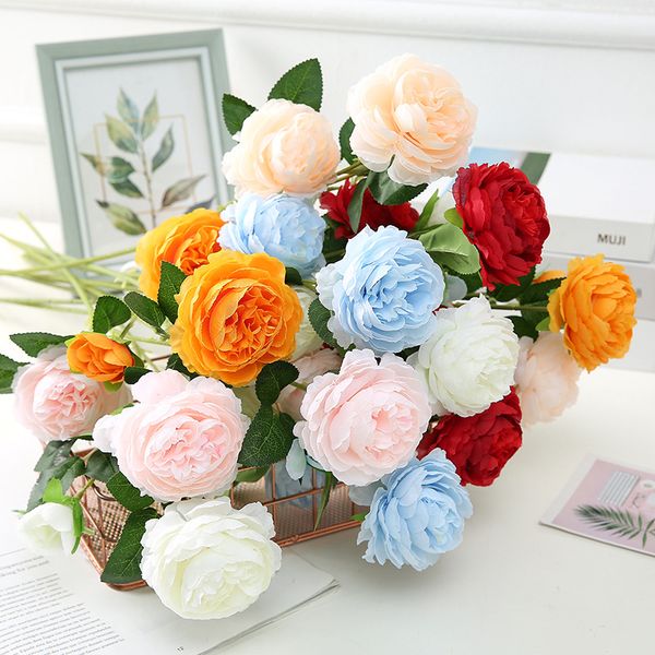 

simulation of european three-head simulation flower dan wedding home decoration fake flower and bottle art