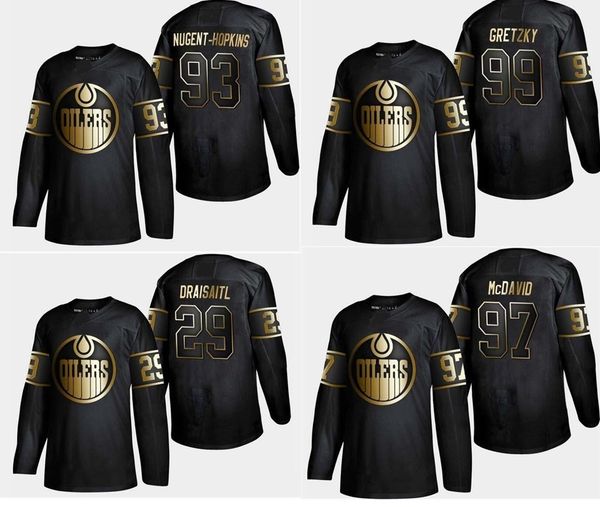 

edmonton oilers golden editi 97 connor mcdavid jersey 99 gretzky 29 draisaitl 93 nugent-hopkins customize any number any name hockey jerseys, Black;red
