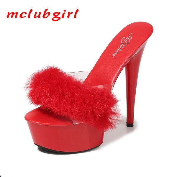 

mclubgirl 2020 women club new hair special high heels and black waterproof platform highheels sandals female lfd
