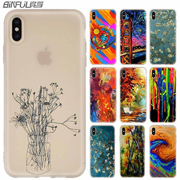 

phone cases luxury silicone soft cover for iphone xi r 2019 x xs max xr 6 6s 7 8 plus 5 4s se coque van gogh art spray