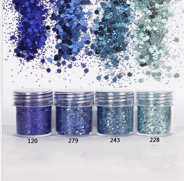 

4 boxes/set (10ml in box) blue serie nail art glitter nail glitter sequins nails art powder mixed sequin diy decoration, Silver;gold