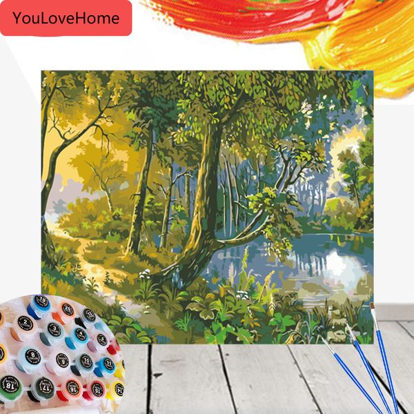 

картины по номерам пейзажи наборы для рисования холсте поделки маслом дерево живопись ручная роспись раскраска искусства подарок домашнего д