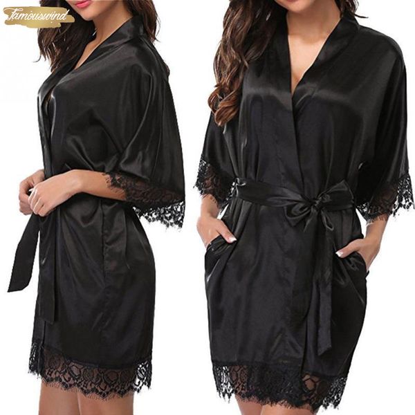 

wedding dress women short satin bride robe silk bathrobe casual dresses summer bridesmaid nightwear plus size designer clothes, Black;gray