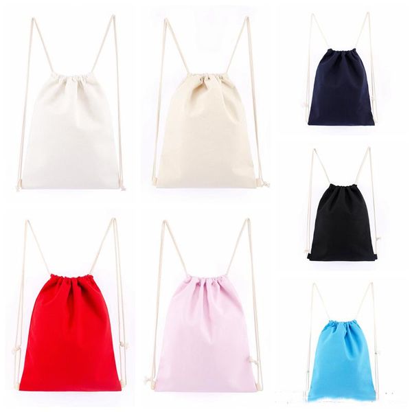 2019 canvas drawstring backpack canvas rope pulling storage bags blank drawstring bag factory direct sale 35x42cm from partysuppliesnew 2 87 blank drawstring bags