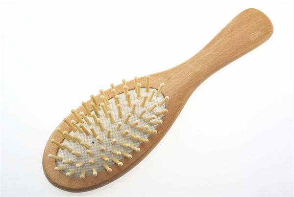 Дешевые цена натуральный бамбуковый кисти для здорового ухода Массаж волос Combs Антистатическая дехровальная подушка безопасности для волос стайлинг