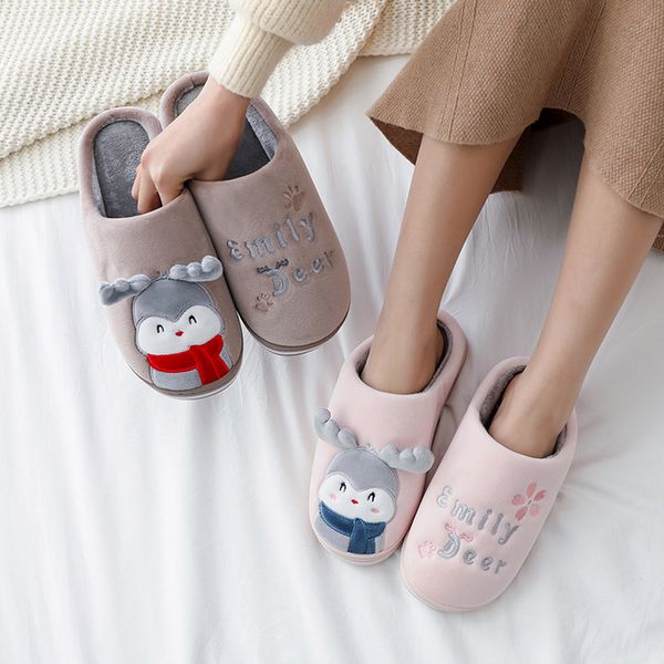 

women winter home slippers cartoon shoes non-slip soft winter warm house slippers indoor bedroom lovers couples floor shoes new, Black