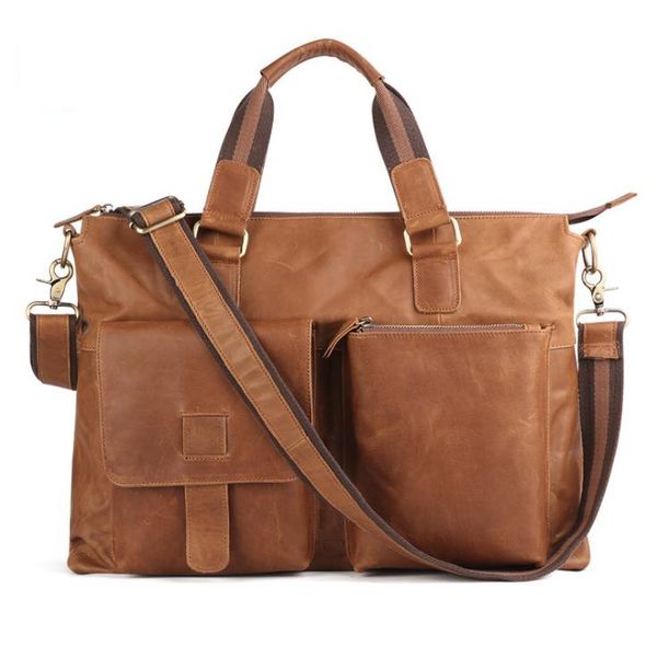 

european and american trend new men's briefcase business fashion leather men's bag men's horizontal cross-body lapbag