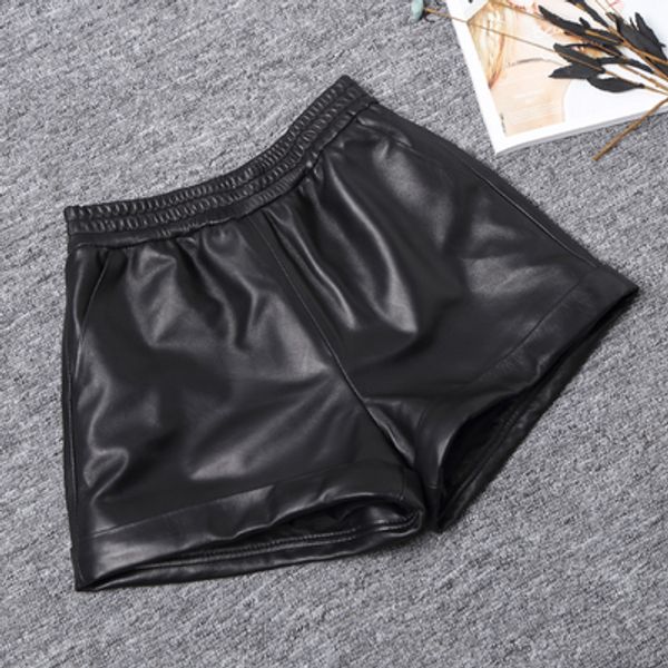 

2019 new fashion women genuine sheep leather shorts j5, White;black