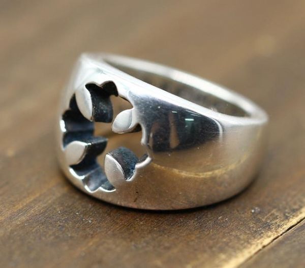 

925 sterling silver rings trend personality jewelry punk style mens and womens lovers gift hip hop cross style luxury designer jewelry 005, Golden;silver