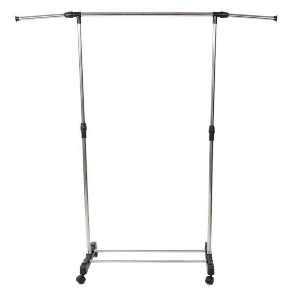 

portable rolling clothes rack hanging garment bar adjustable heavy duty hanger
