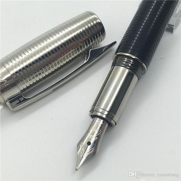 

1 pcs luxury pen black and silver circle cover classic 14k 4810 pen nib stationery fountain pen with series number