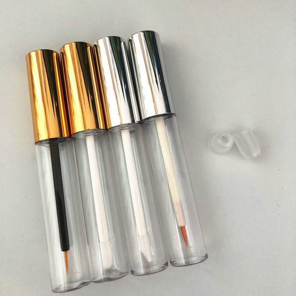 

wholesale 10ml mini round lip gloss tube cosmetic package lip gloss bottle empty container with gold cap new